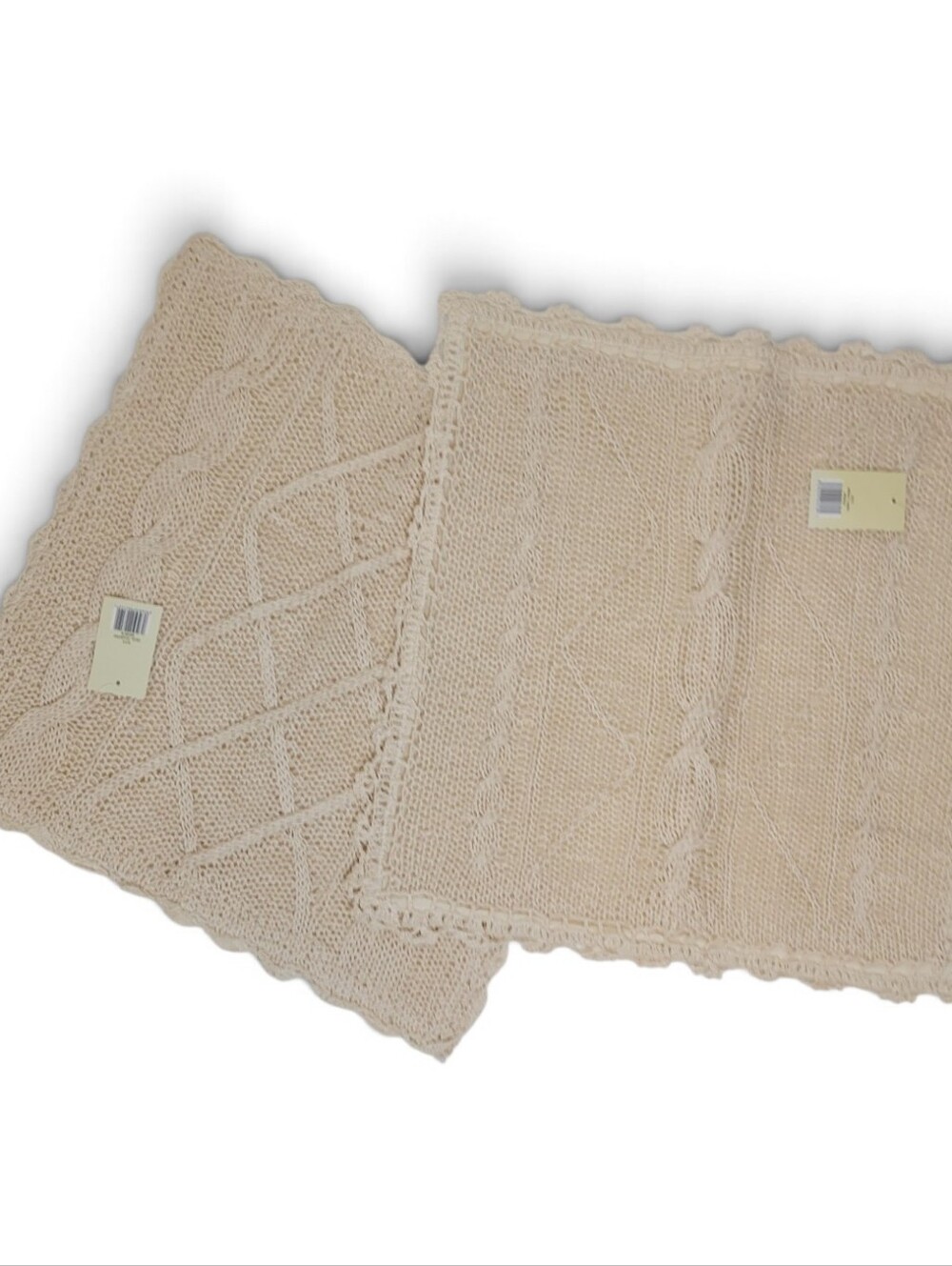 Celtic Weavers Aran Cable Crocheted Pillow Covers 15x15 Natural Cottagecore NEW